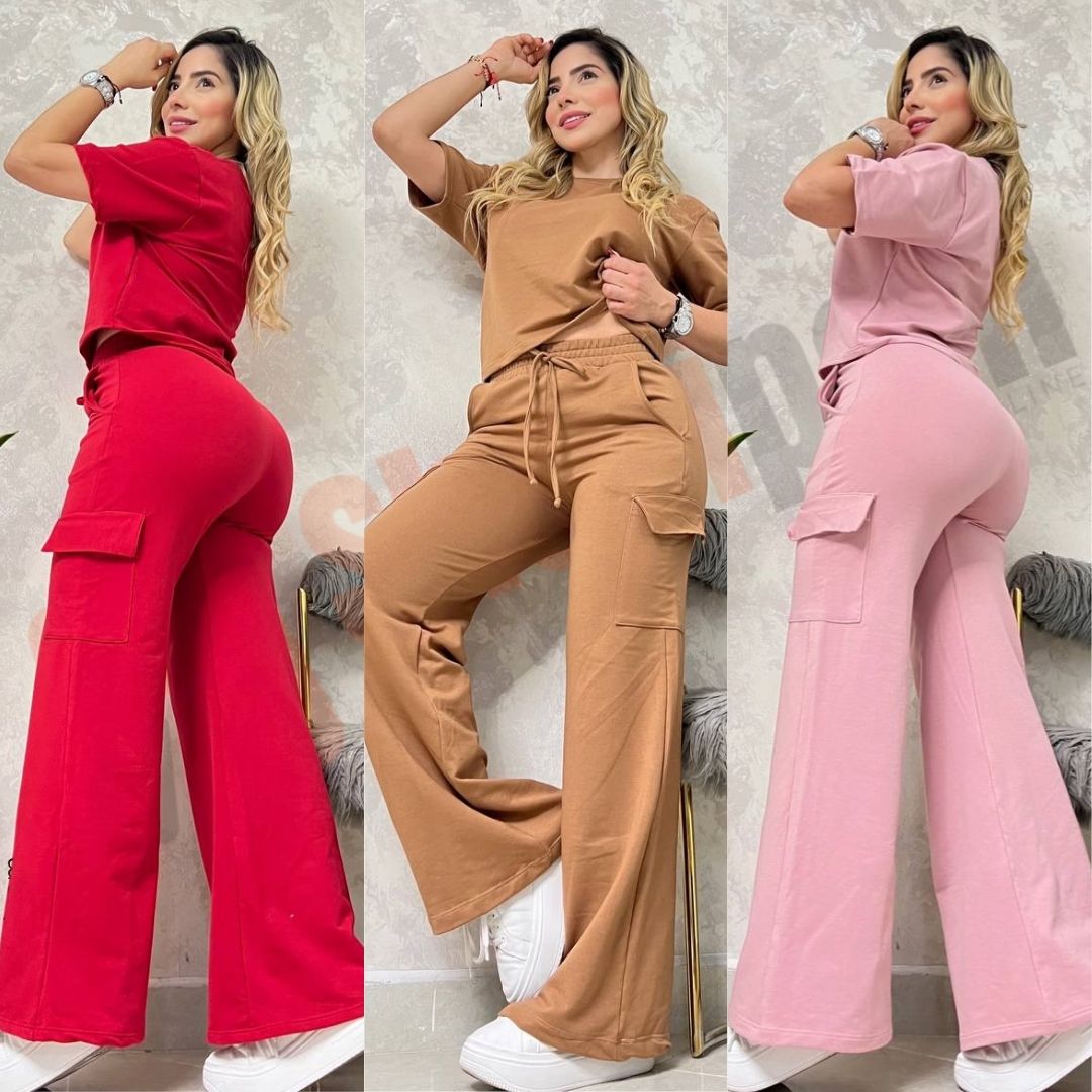 Nuevo Set BOLONIA 💥 Pantalón Cargo Bota Campana