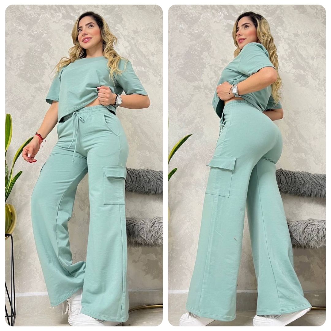 Nuevo Set BOLONIA 💥 Pantalón Cargo Bota Campana
