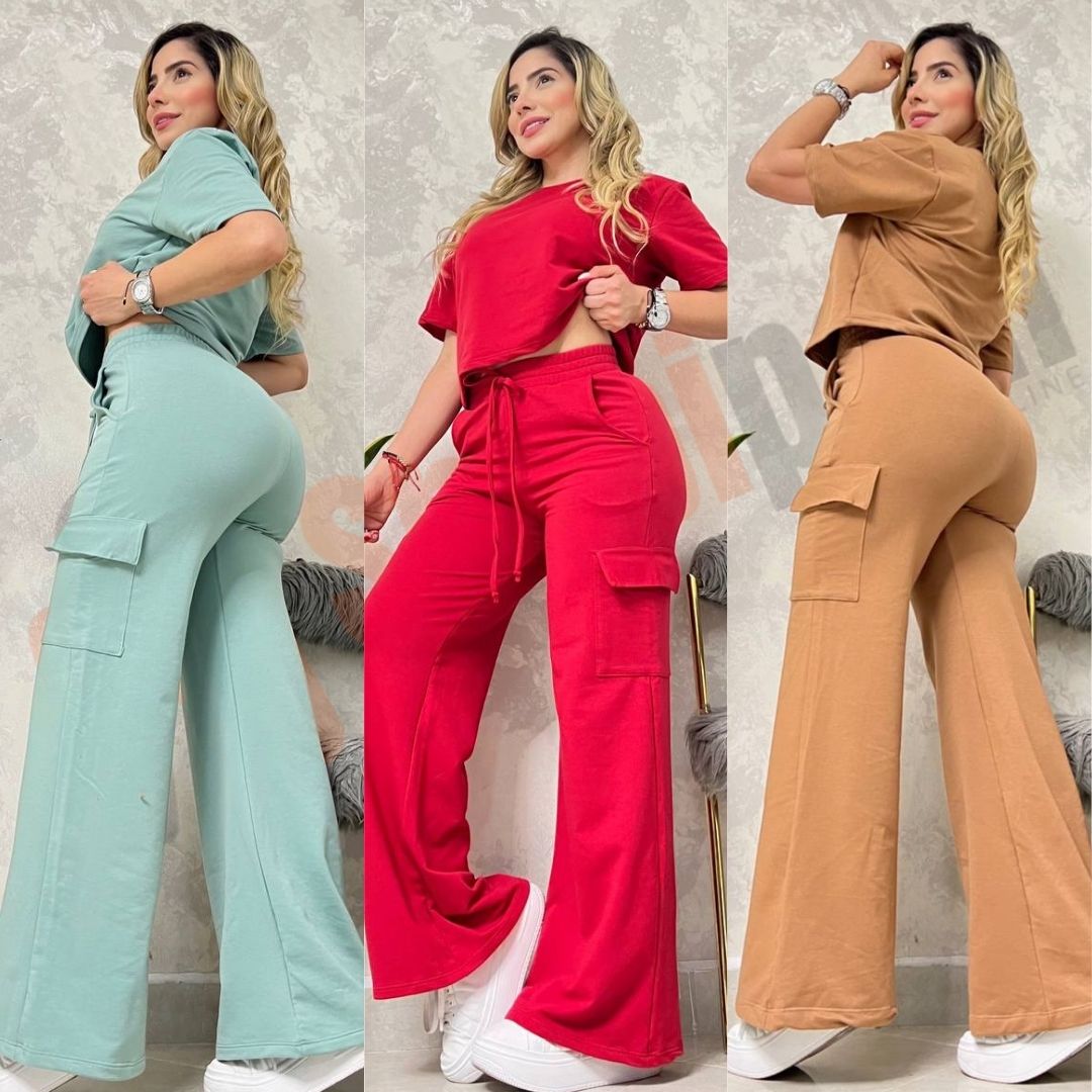 Nuevo Set BOLONIA 💥 Pantalón Cargo Bota Campana