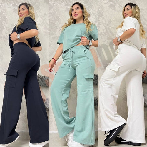 Nuevo Set BOLONIA 💥 Pantalón Cargo Bota Campana
