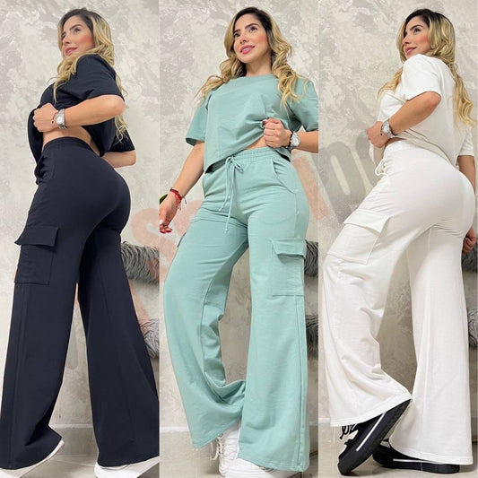 Nuevo Set BOLONIA 💥 Pantalón Cargo Bota Campana